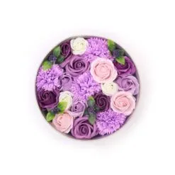 Soap Flower Round Gift Box - Lavender Rose & Carnation