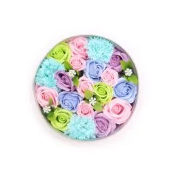 Soap Flower Round Gift Box - Baby Blessings - Blues