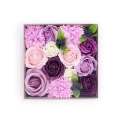 Soap Flower Square Gift Box - Lavender Rose & Carnation