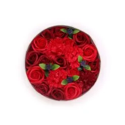 Soap Flower Round Gift Box - Classic Red Roses