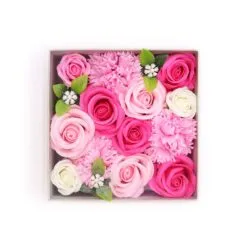 Soap Flower Square Gift Box - Baby Blessings - Pinks