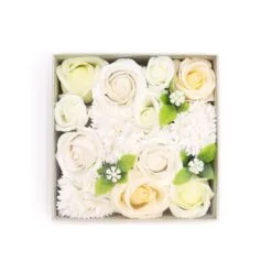 Soap Flower Square Gift Box - Wedding Blessings - White & Ivory