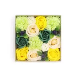 Soap Flower Square Gift Box - Spring Celebrations - Yellow & Greens