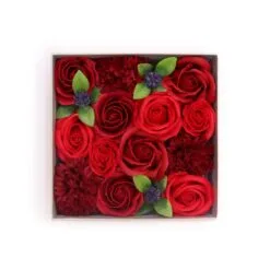 Soap Flower Square Gift Box - Classic Red Roses