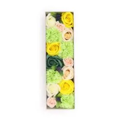 Soap Flower Long Gift Box - Spring Celebrations - Yellow & Greens