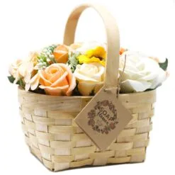 Bouquet in Wicker Basket - Orange