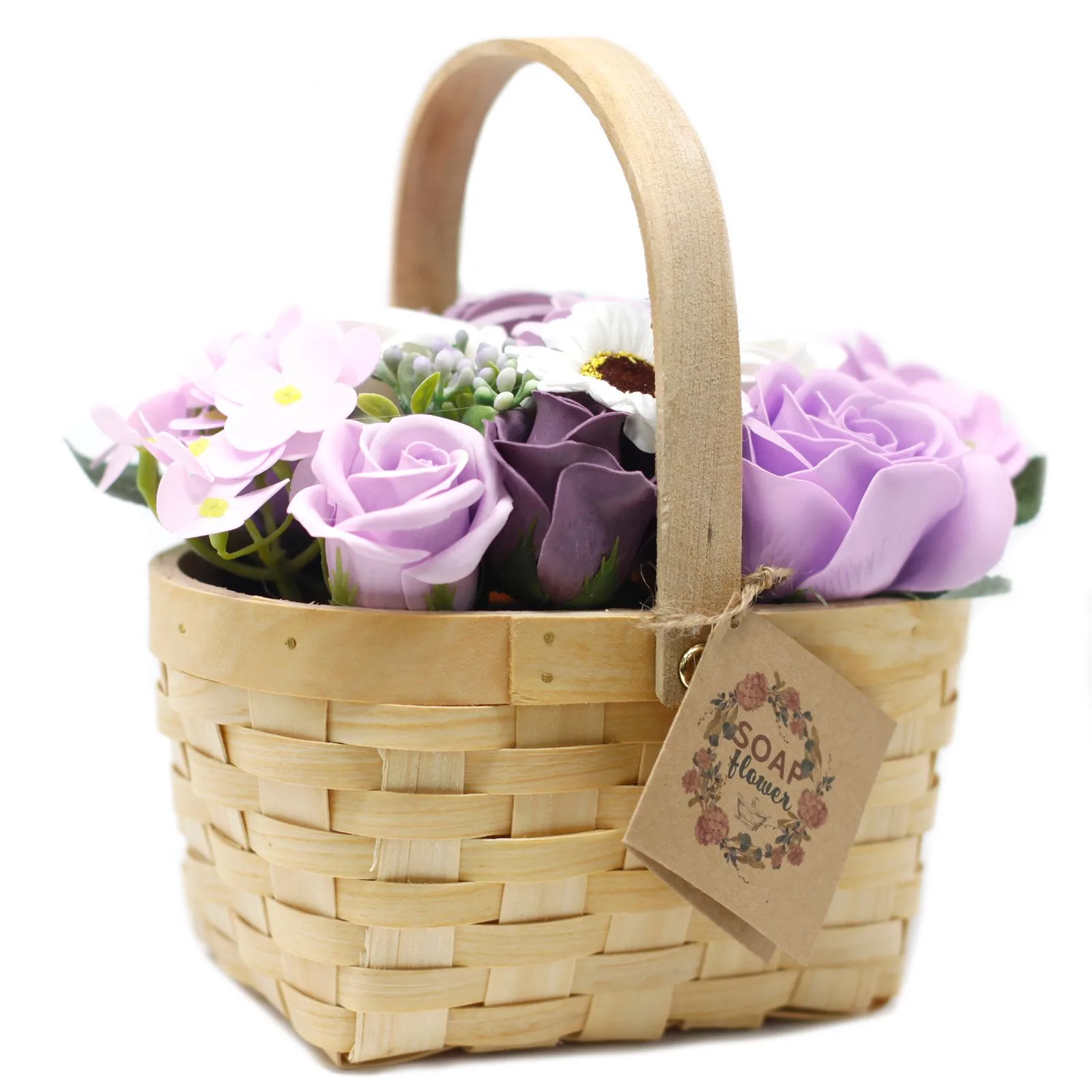 Bouquet in Wicker Basket - Lilac