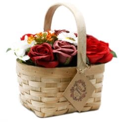 Bouquet in Wicker Basket - Red