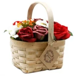 Bouquet in Wicker Basket - Red