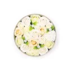 Soap Flower Round Gift Box - Wedding Blessings - White & Ivory