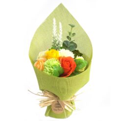 Standing Soap Flower Bouquet - Green & Yellow