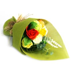 Standing Soap Flower Bouquet - Green & Yellow